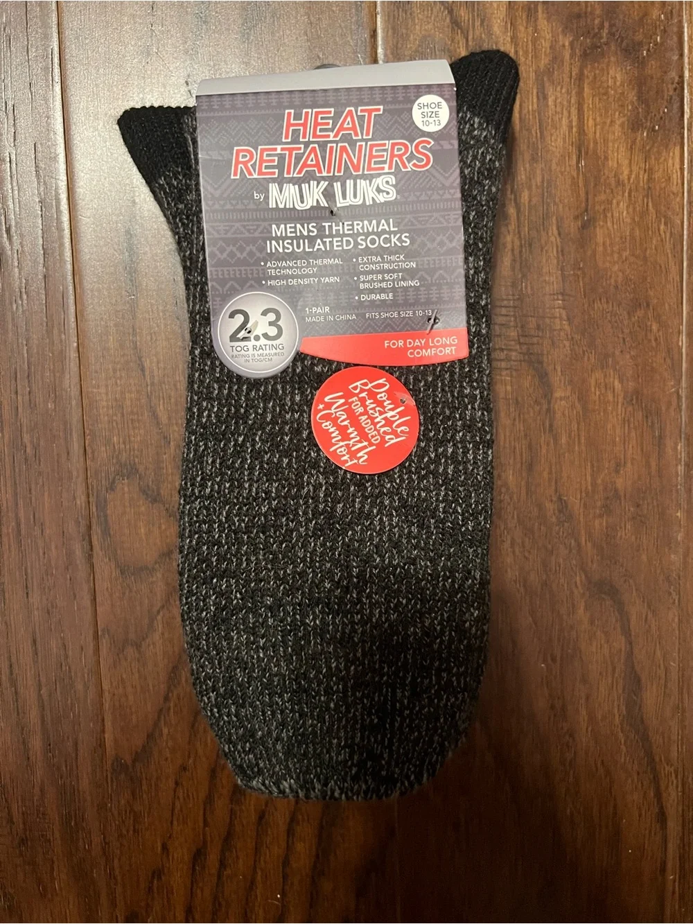 Muk Luks Heat Retainers Men’s Thermal Insulated Socks, Black, Shoe Size 10-13